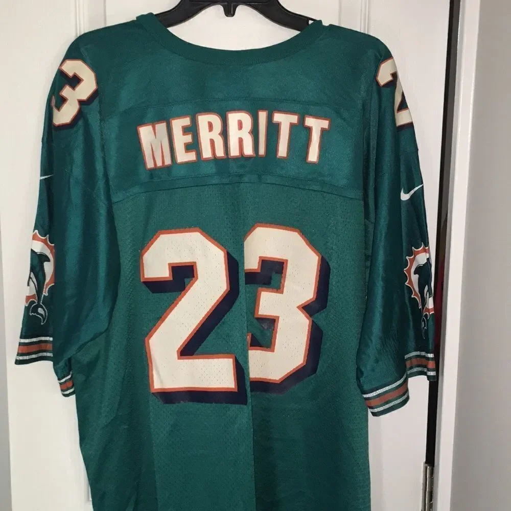 Miami Dolphins #23 vintage logo Nike retro football jersey nameplate Merritt 2XL